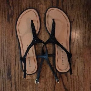 Black sparkle sandals.